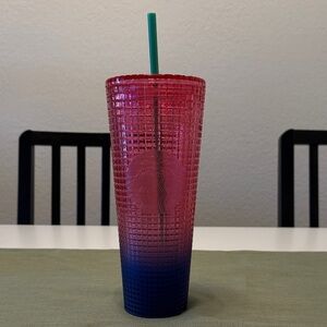 Starbucks Red and Blue Textured Tumbler
